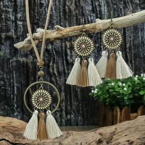 🌺 Beautiful Vintage Inspired Boho Multicolor Necklace & Earring Set Tassels
